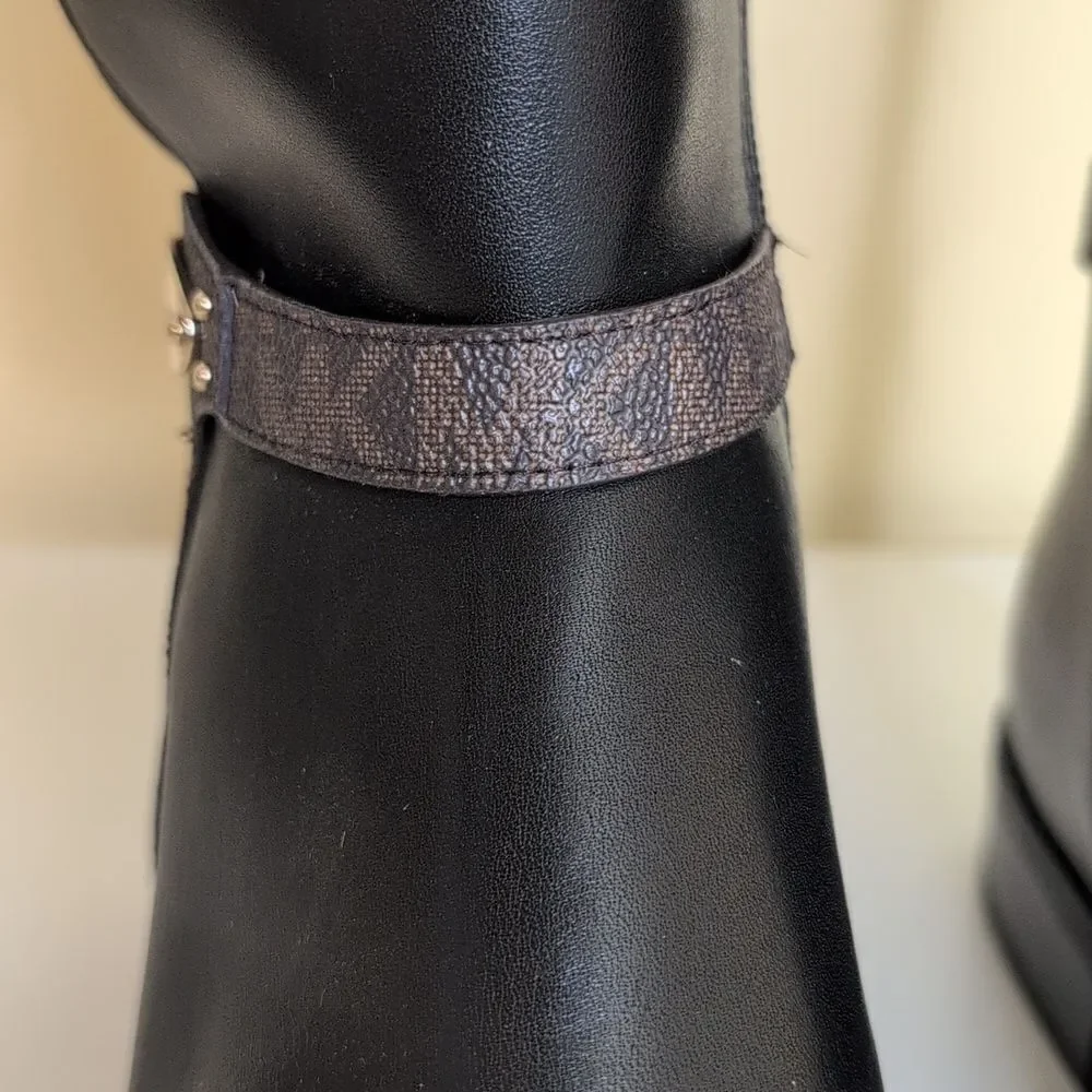 Michael Kors 5.5 Finley Leather Boot In Black/Brown, NEW In Box